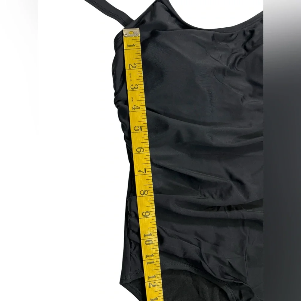 Nicole Miller Black One Piece Swimsuit NWT Sz S Adjustable Thin Straps Classic